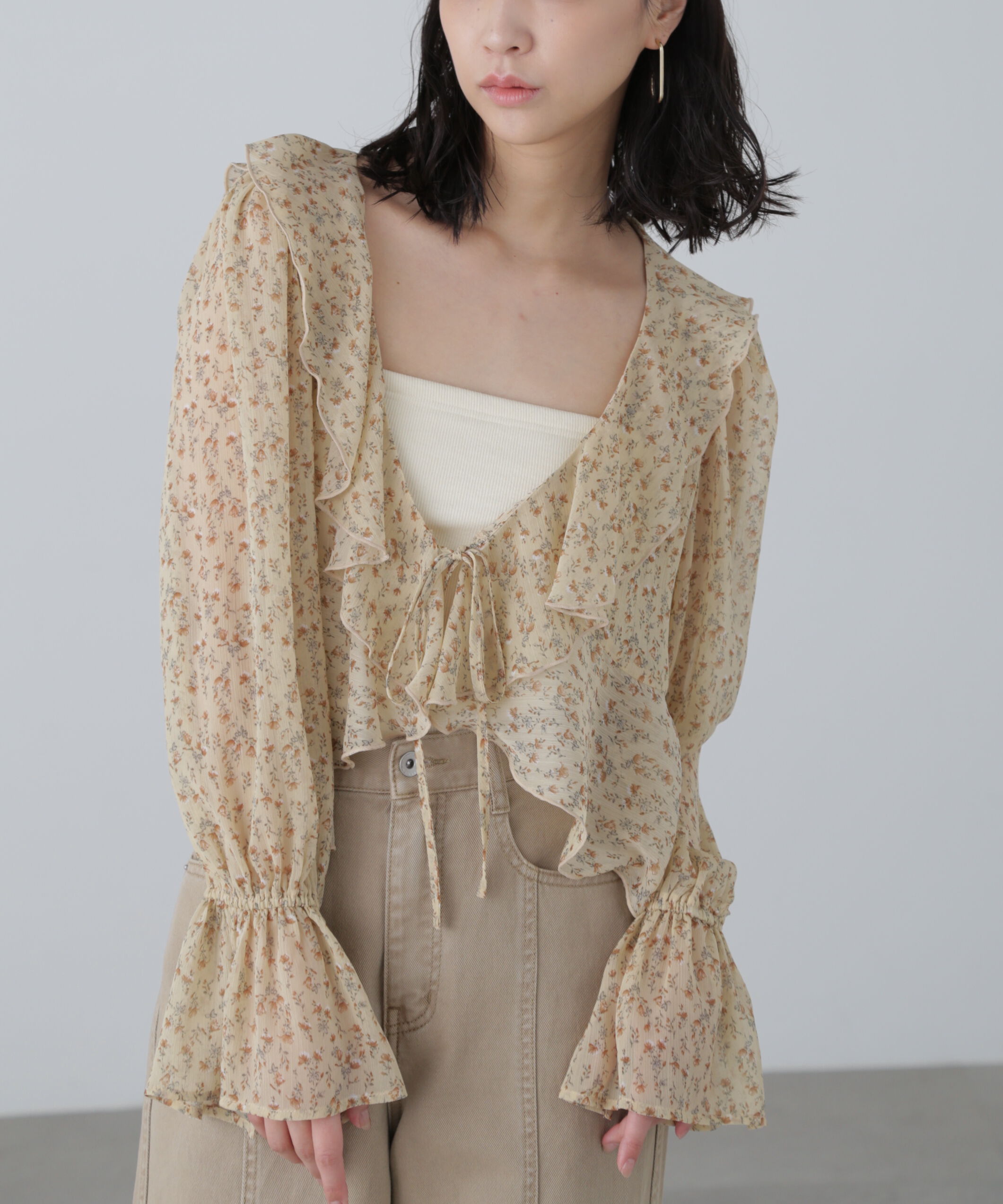  「シアーワッシャーフリルブラウス」|シャツ・ブラウス|