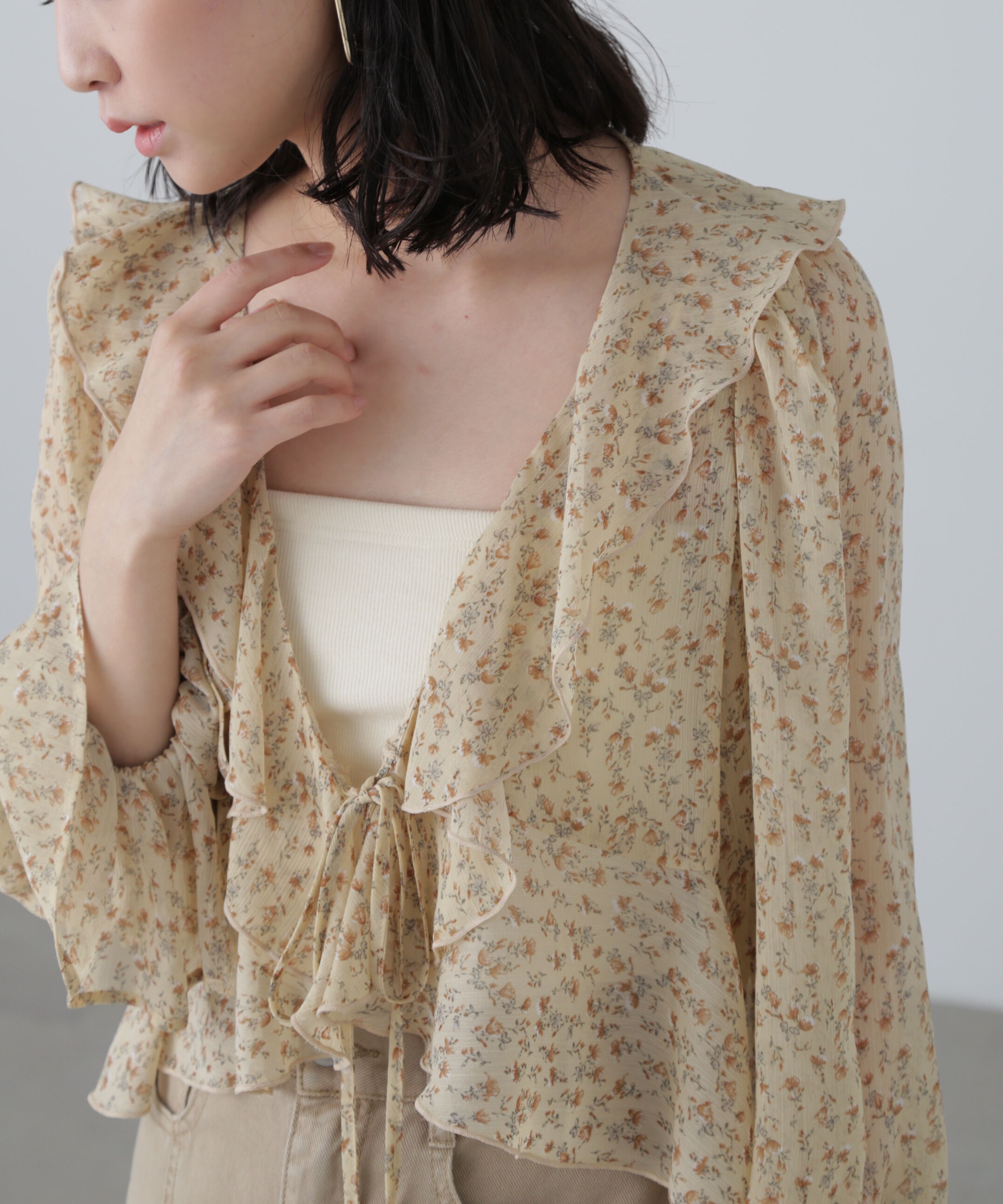  「シアーワッシャーフリルブラウス」|シャツ・ブラウス|