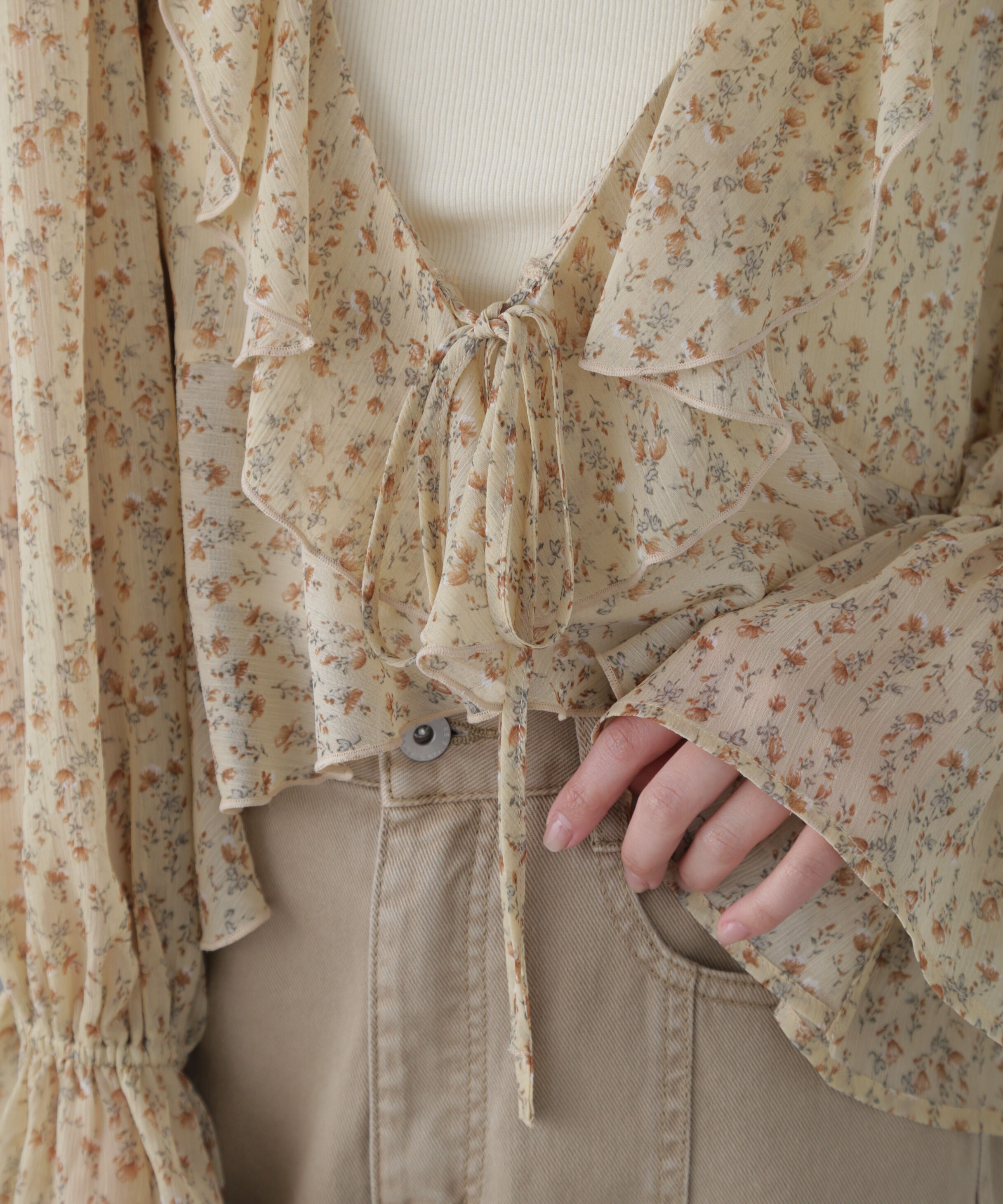  「シアーワッシャーフリルブラウス」|シャツ・ブラウス|