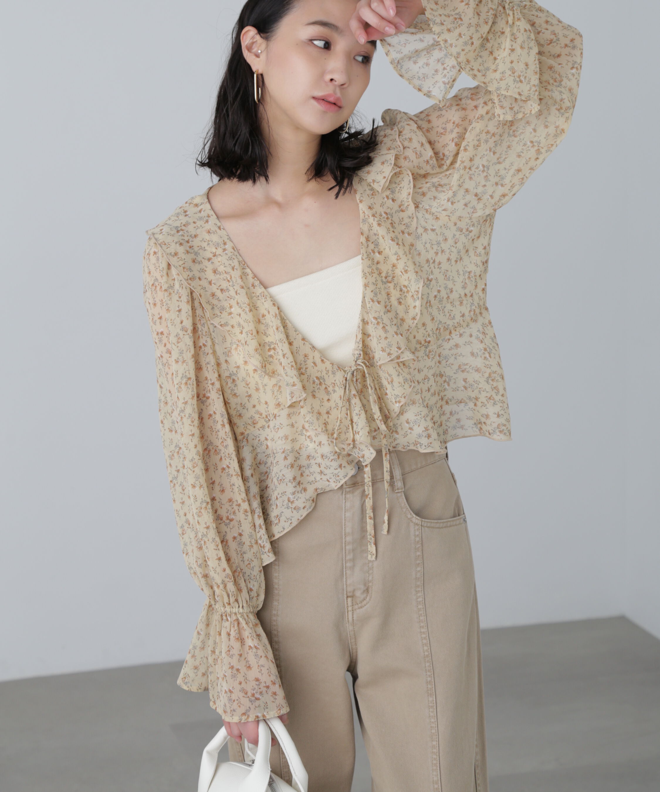  「シアーワッシャーフリルブラウス」|シャツ・ブラウス|