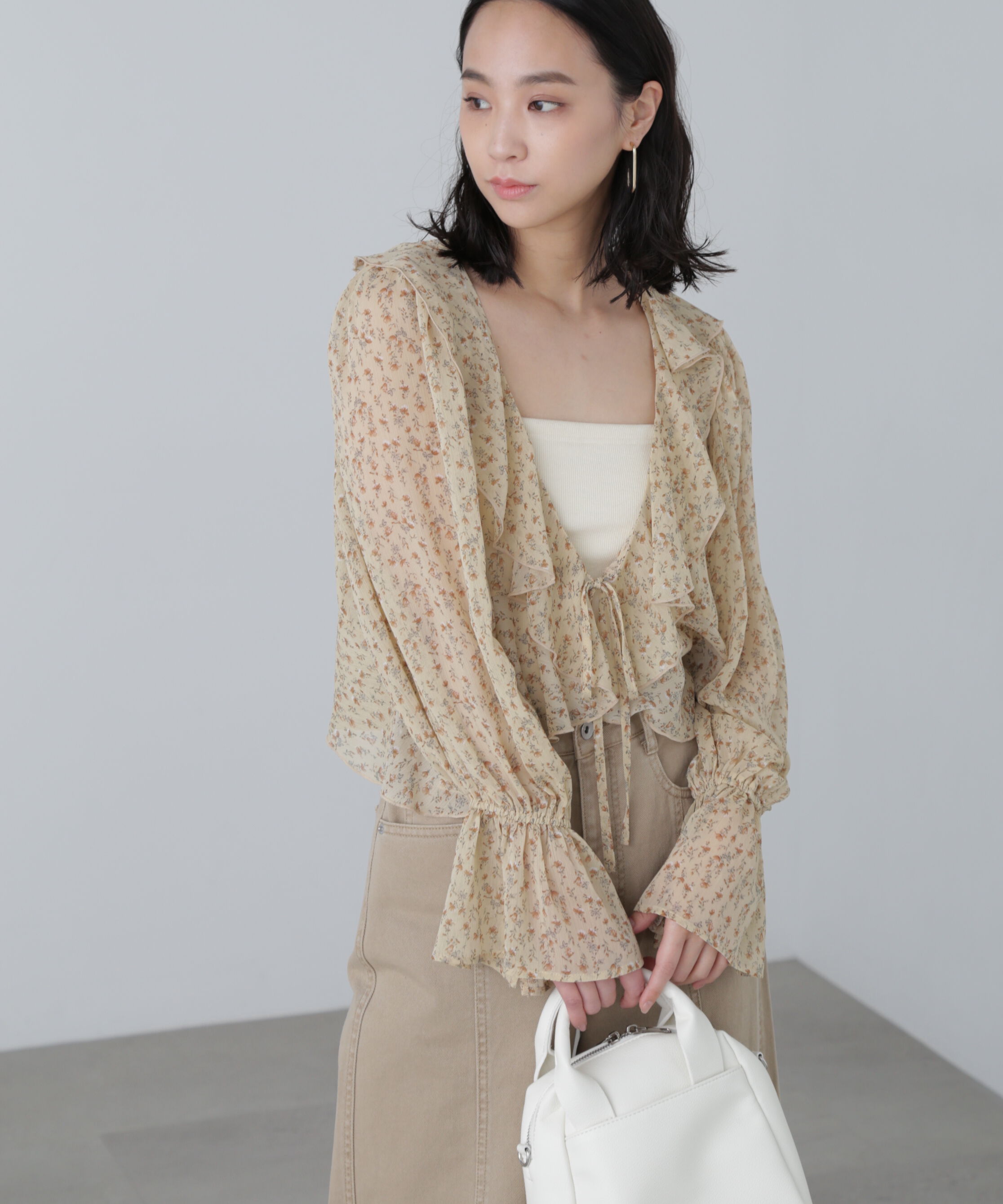  「シアーワッシャーフリルブラウス」|シャツ・ブラウス|