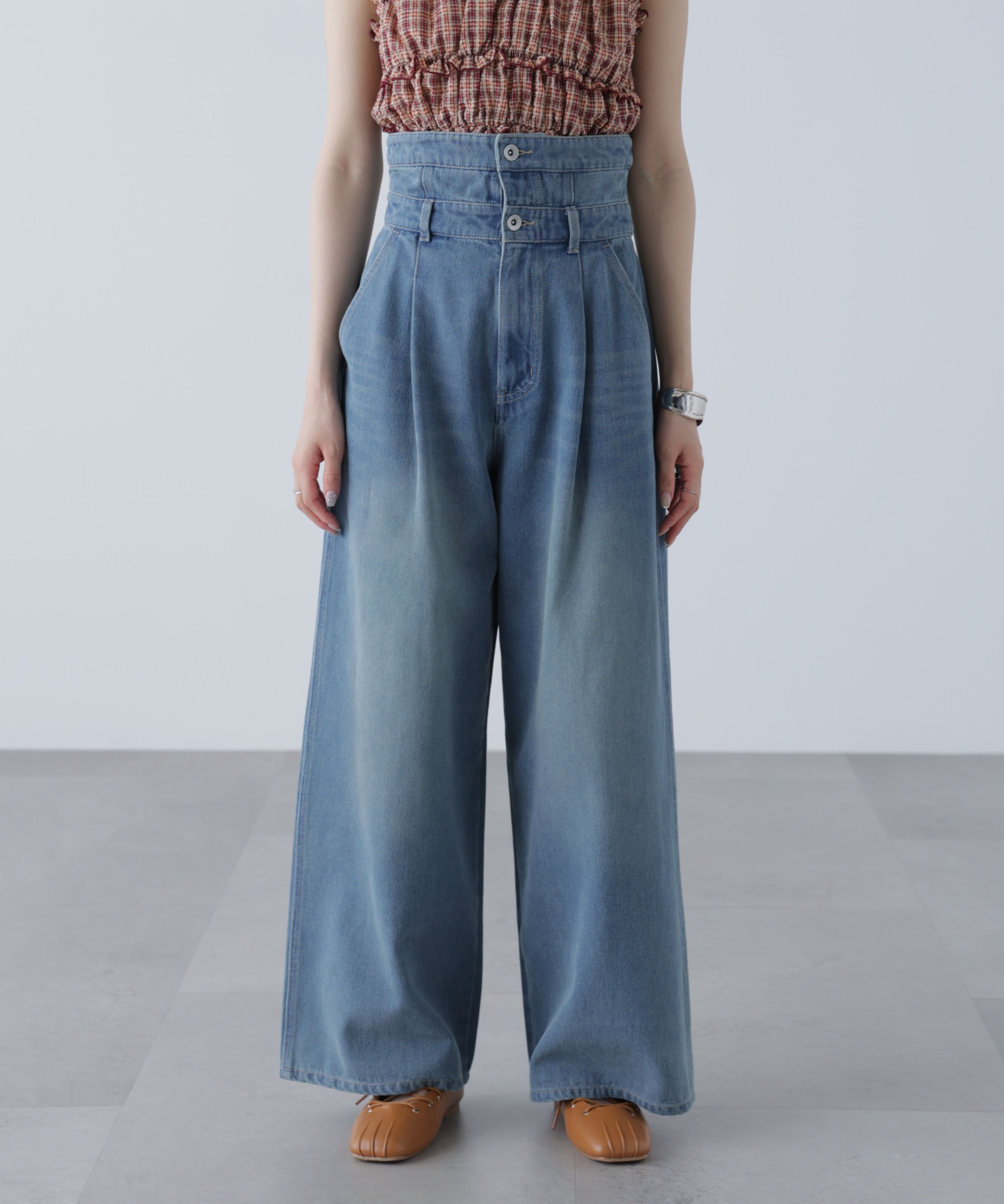  「折り返しハイウエストデニムパンツ」|その他|