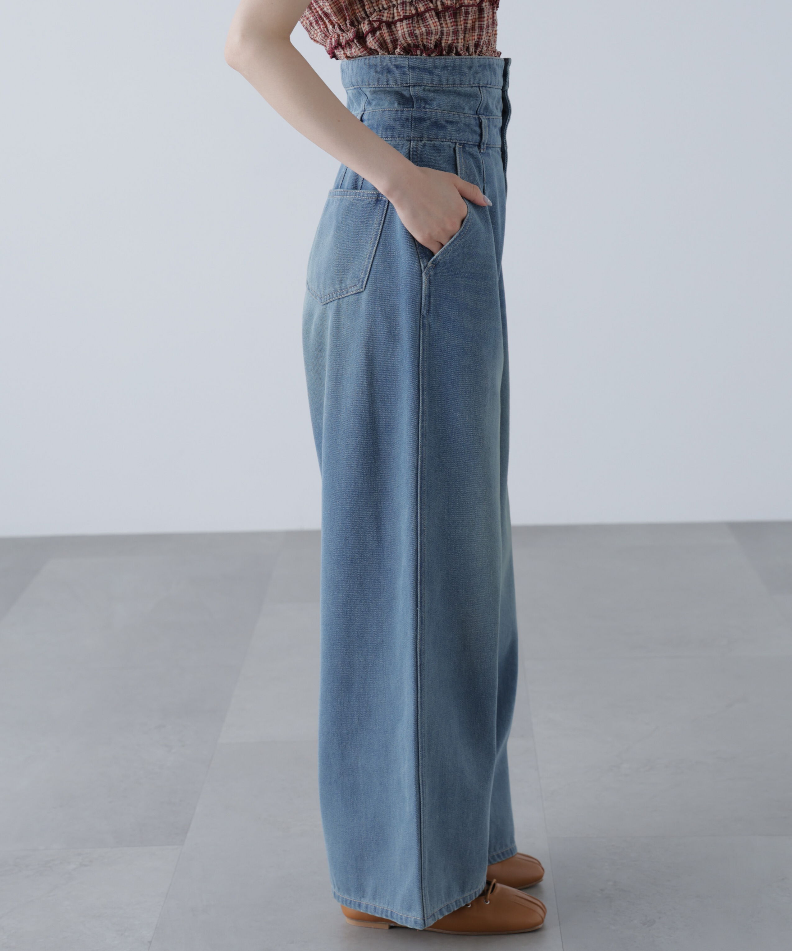 「折り返しハイウエストデニムパンツ」|その他|