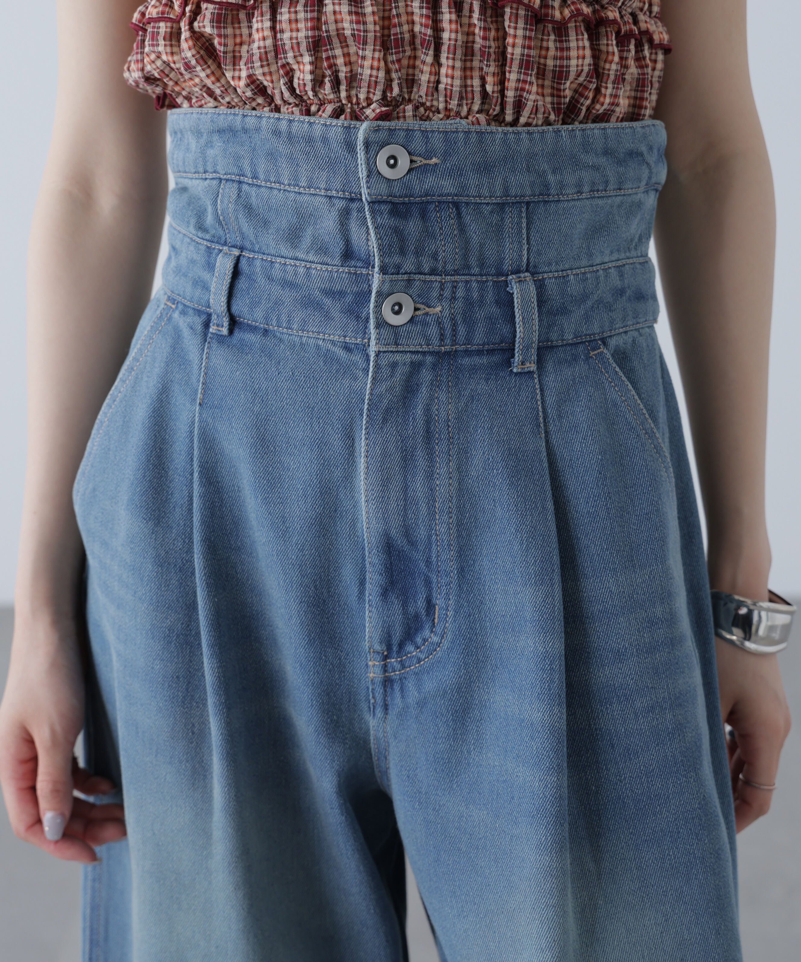  「折り返しハイウエストデニムパンツ」|その他|