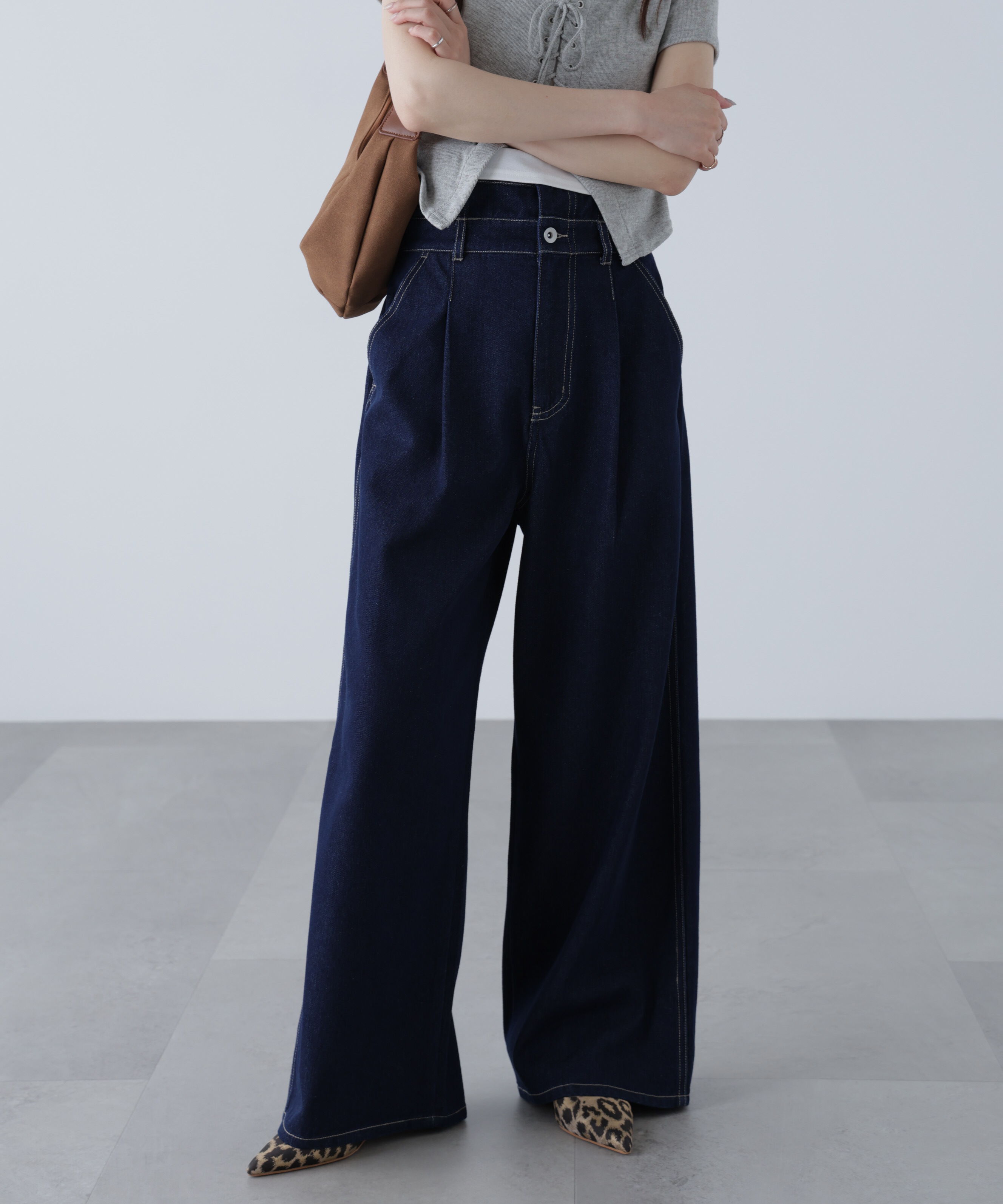  「折り返しハイウエストデニムパンツ」|その他|ワンウォッシ 1