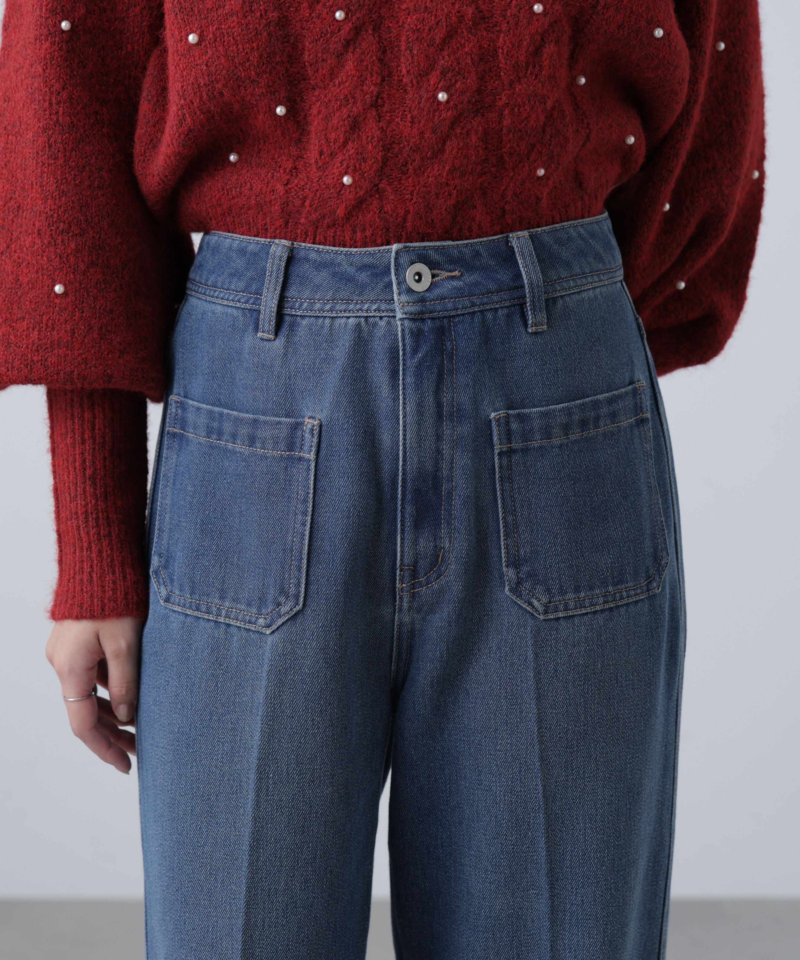  「フロントポケットソフトバギーデニムパンツ」|その他|