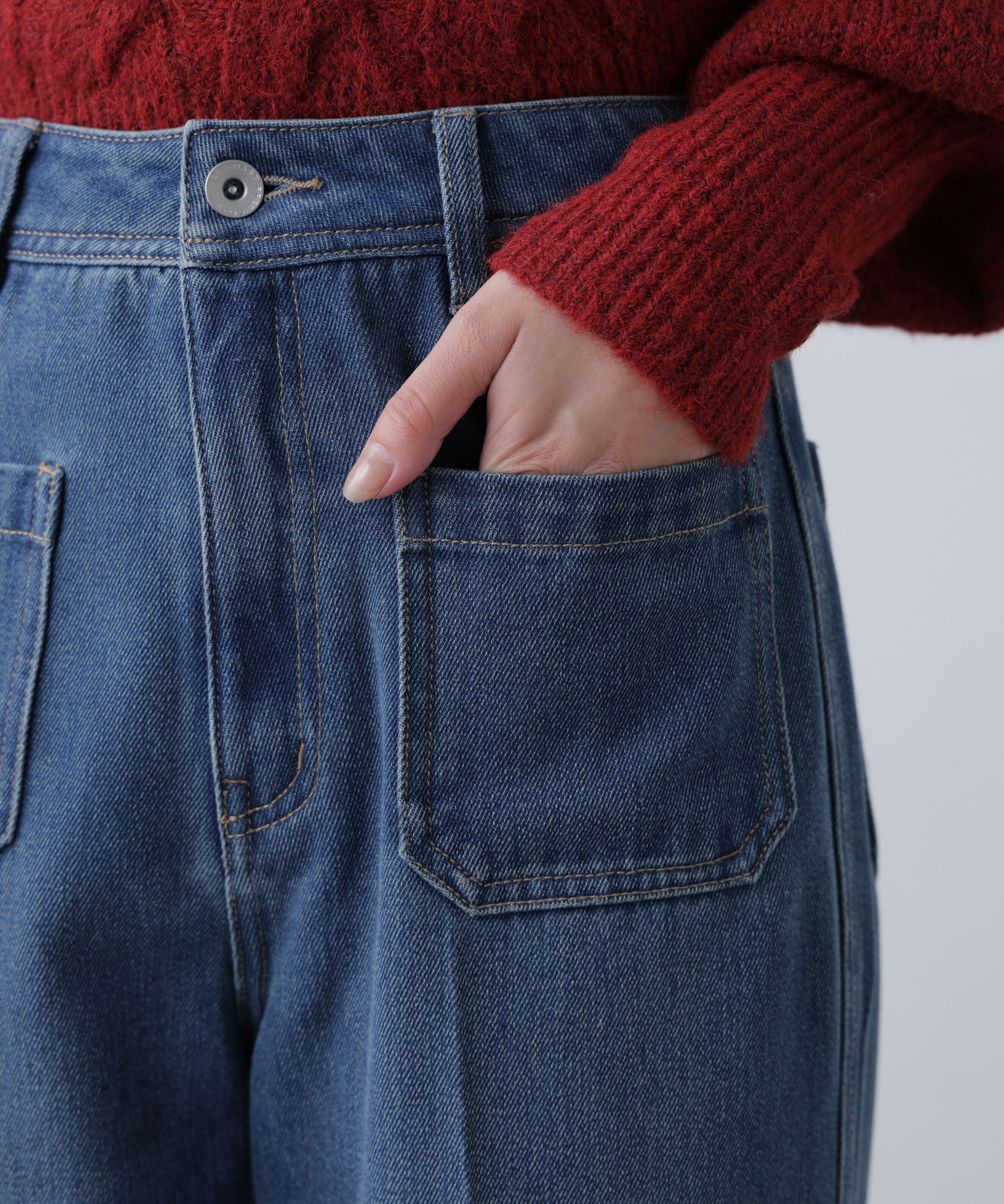  「フロントポケットソフトバギーデニムパンツ」|その他|
