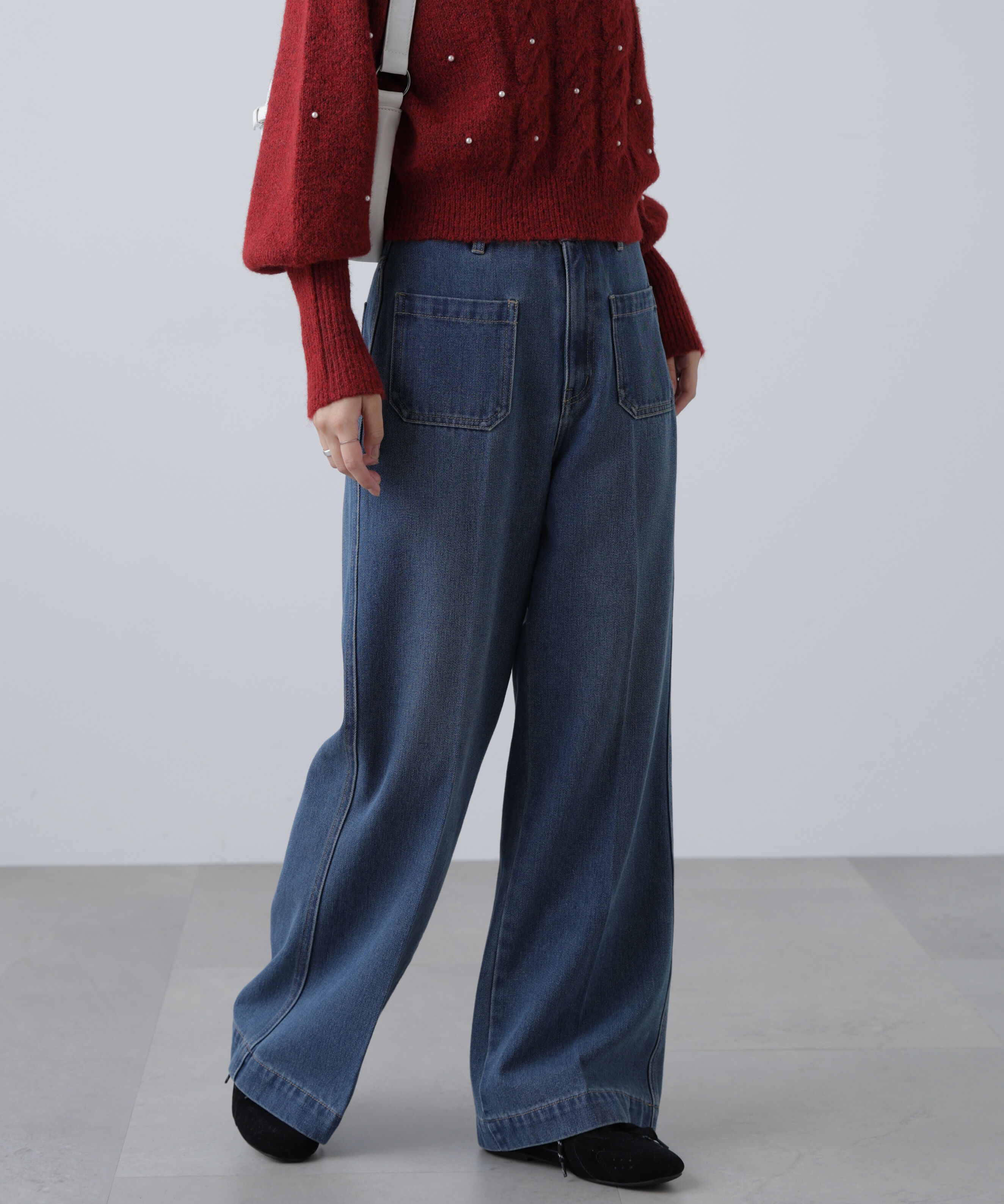  「フロントポケットソフトバギーデニムパンツ」|その他|