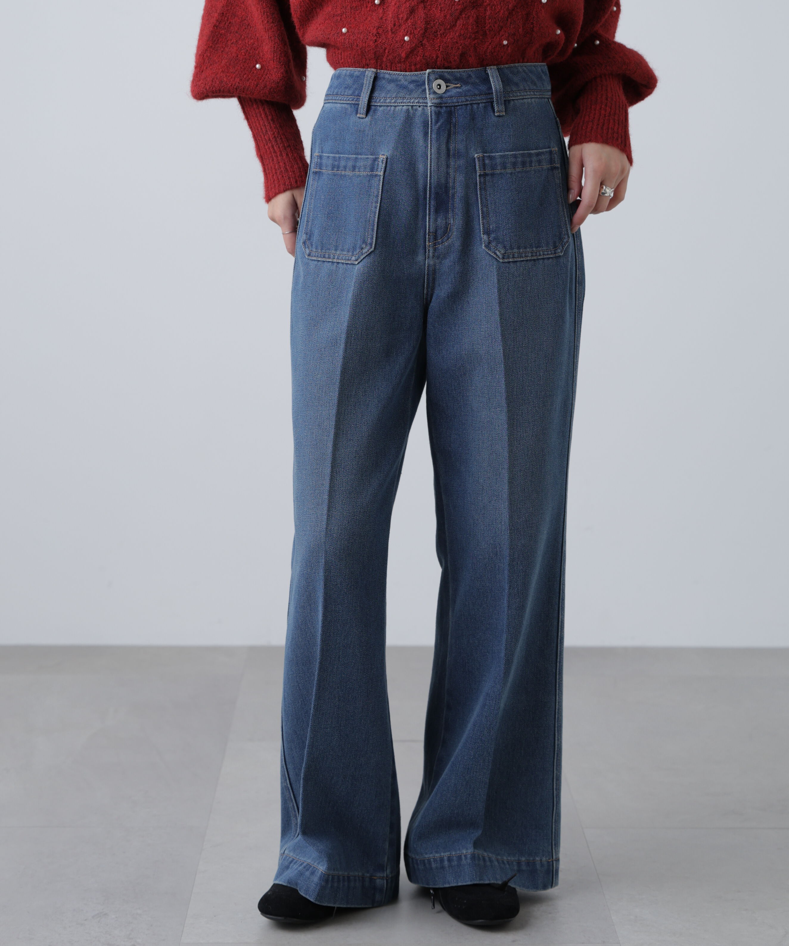  「フロントポケットソフトバギーデニムパンツ」|その他|