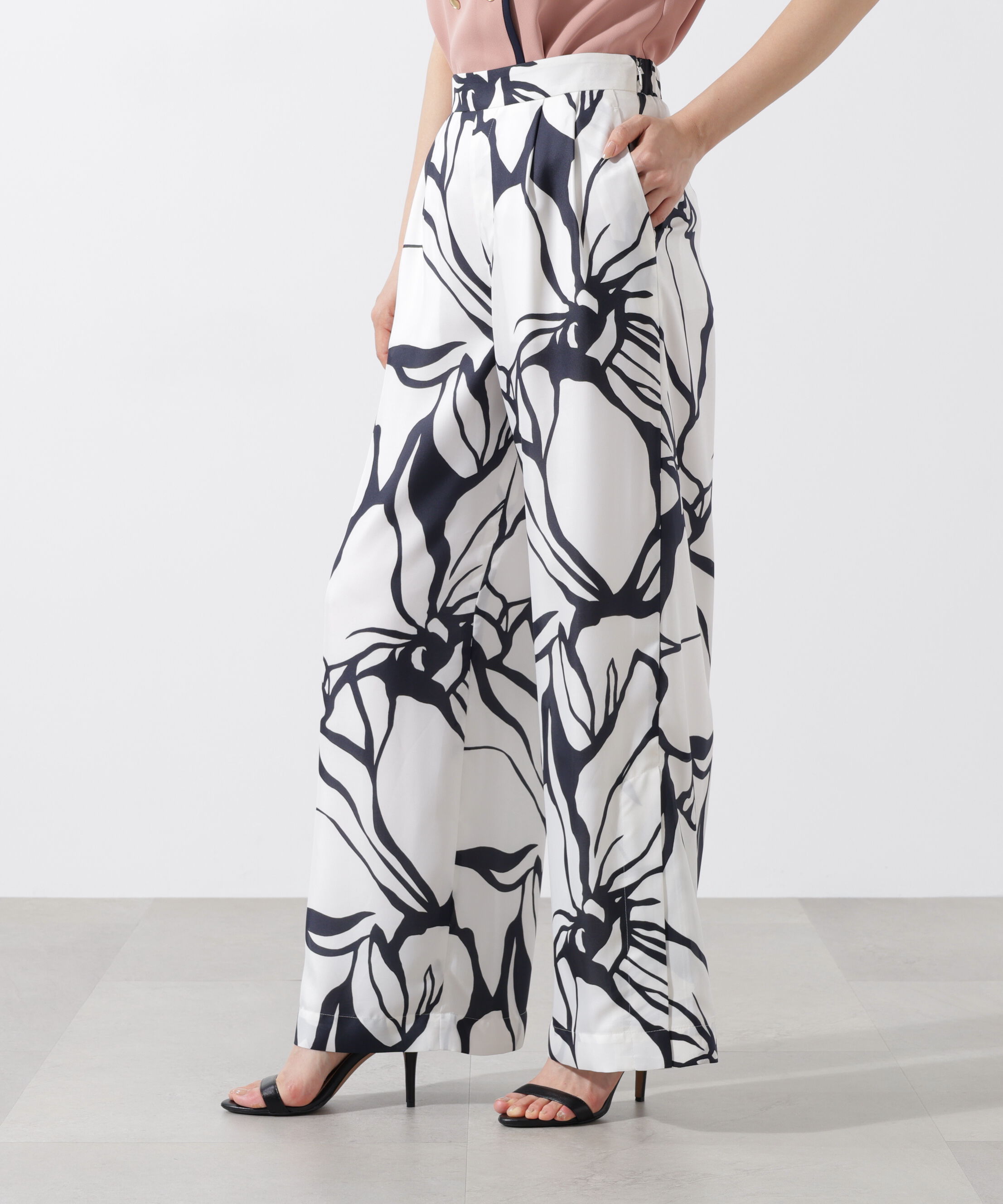  「アートフラワープリントパンツ」|その他|ホワイト系1