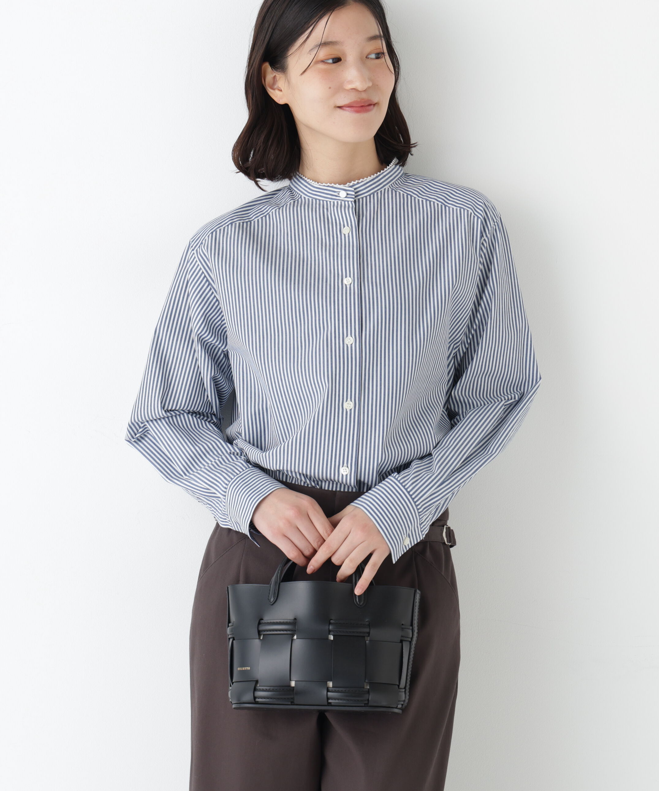  「◆ドビーストライプレースカラーブラウス」|シャツ・ブラウス|