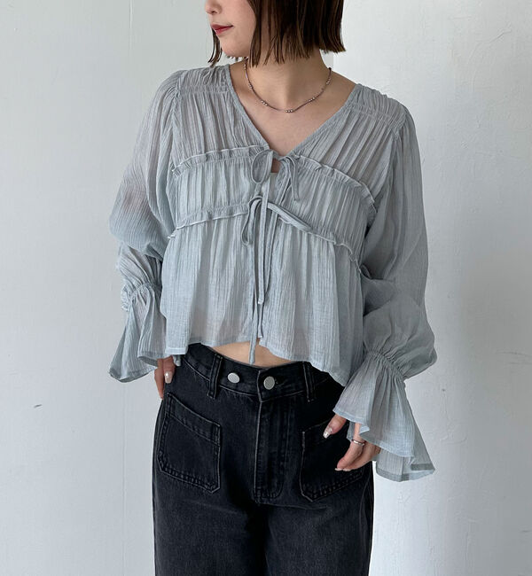 archives「楊柳シャーリングショートブラウス」|シャツ・ブラウス|GRAY