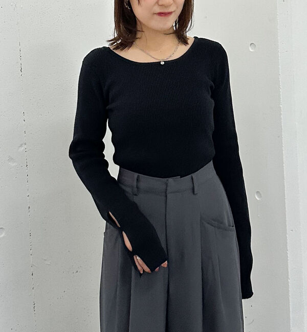 archives「２ｗａｙホールリブニットプルオーバー」|ニット・セーター|BLACK