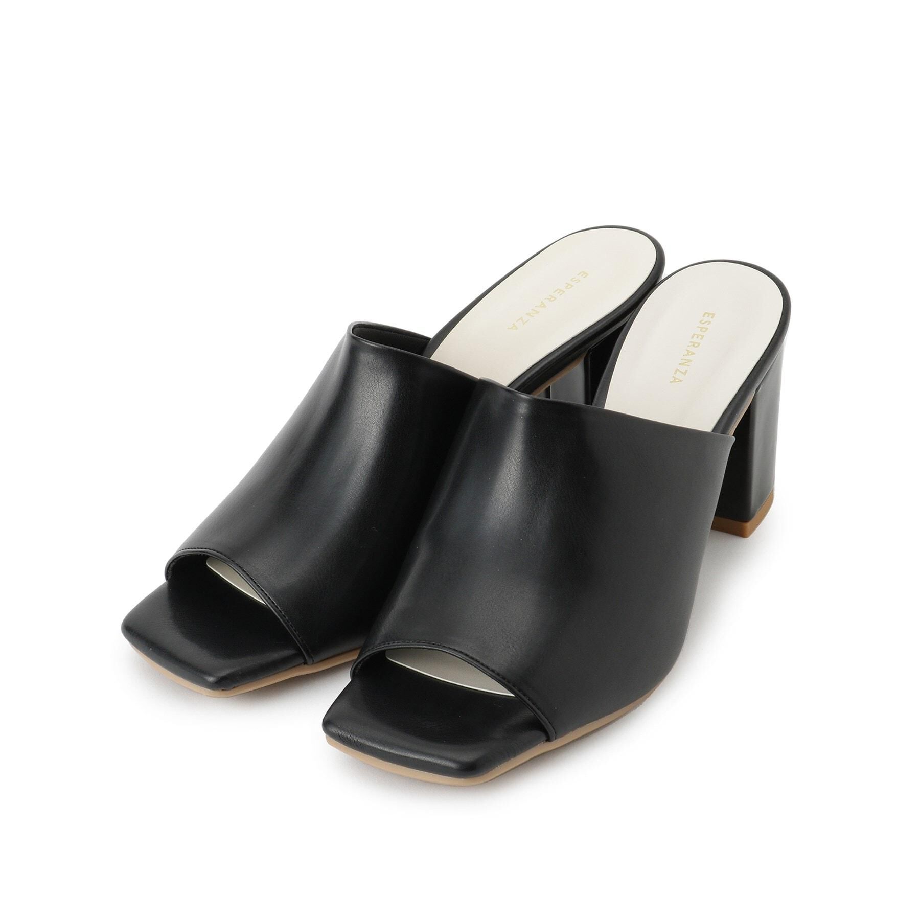 ESPERANZA「スクエアトゥブロックヒールミュール」|サンダル|