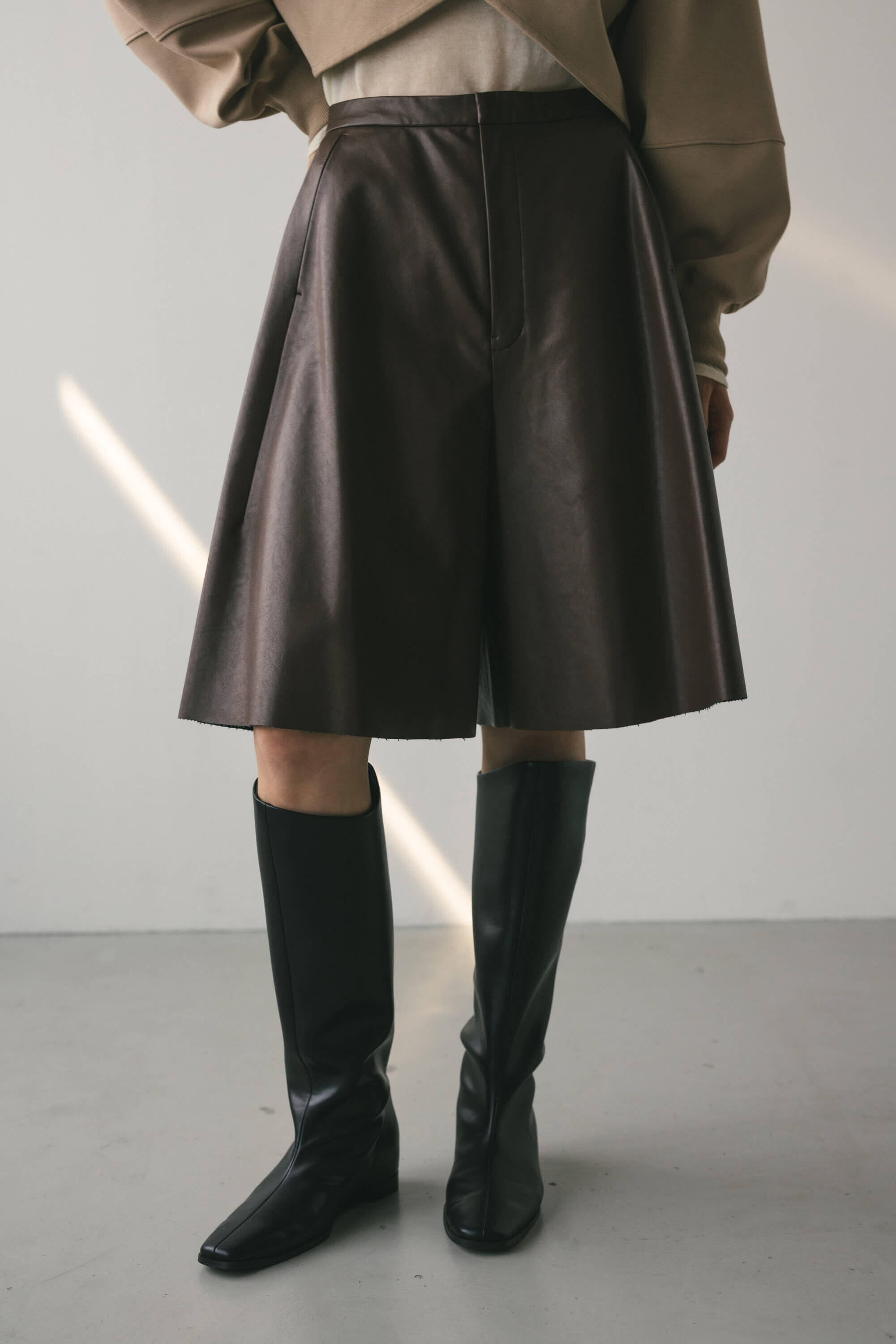 STYLEMIXER「フェイクレザーハーフパンツ」|その他|BRN