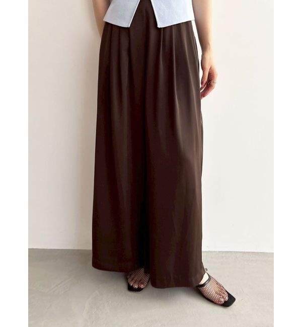 LAGUNAMOON「シルエットタックワイドパンツ」|その他|ブラウン