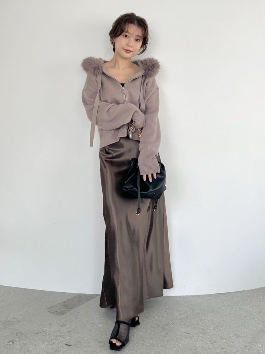 FRAY I.D「ハイウエストサテンナロースカート」|スカート|