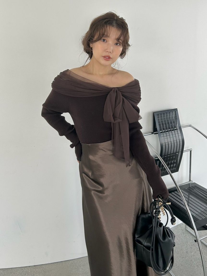 FRAY I.D「ハイウエストサテンナロースカート」|スカート|