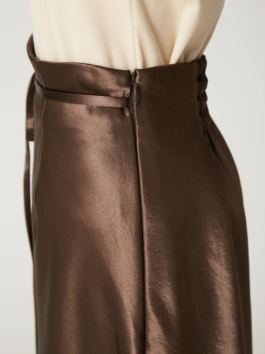 FRAY I.D「ハイウエストサテンナロースカート」|スカート|