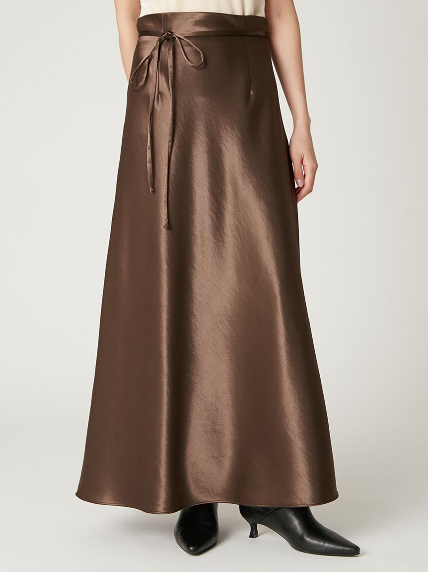 FRAY I.D「ハイウエストサテンナロースカート」|スカート|