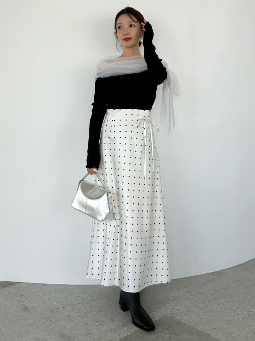 FRAY I.D「ハイウエストサテンナロースカート」|スカート|