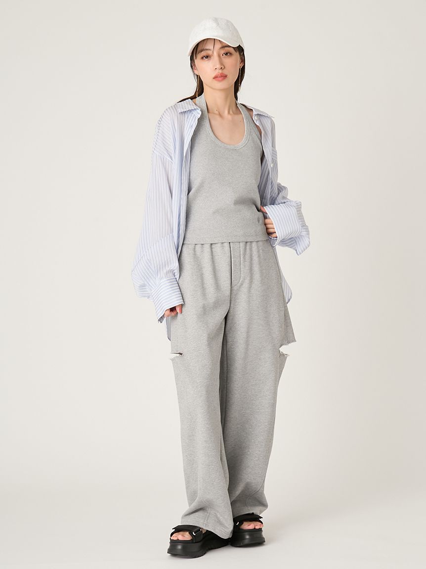 FRAY I.D「カットアウトスウェットパンツ」|チノ|