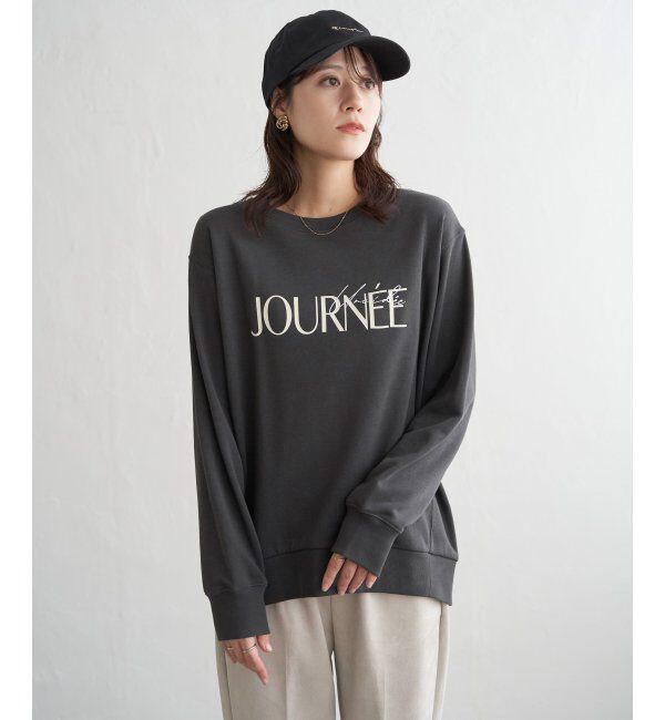 ikka「裏毛ロゴフォトスウェット」|パーカー|チャコール