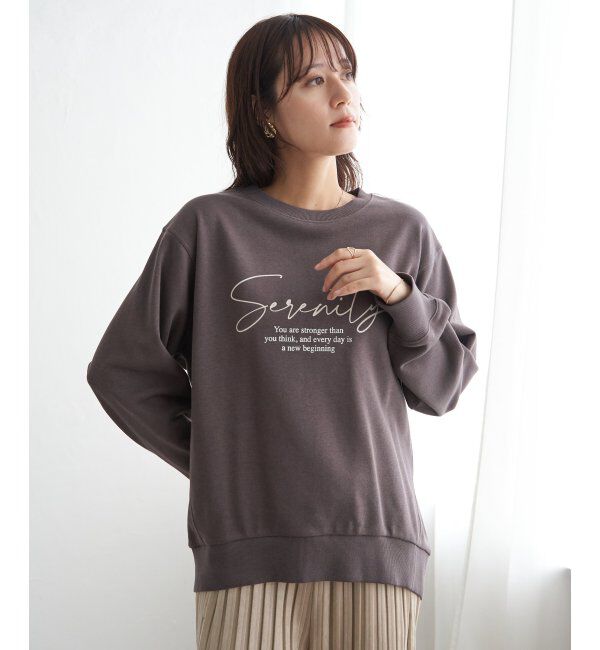 ikka「裏毛ロゴフォトスウェット」|パーカー|コーヒー