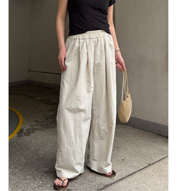 Lbc with Life「ナイロンギャザーワイドパンツ」|その他|ベージュ