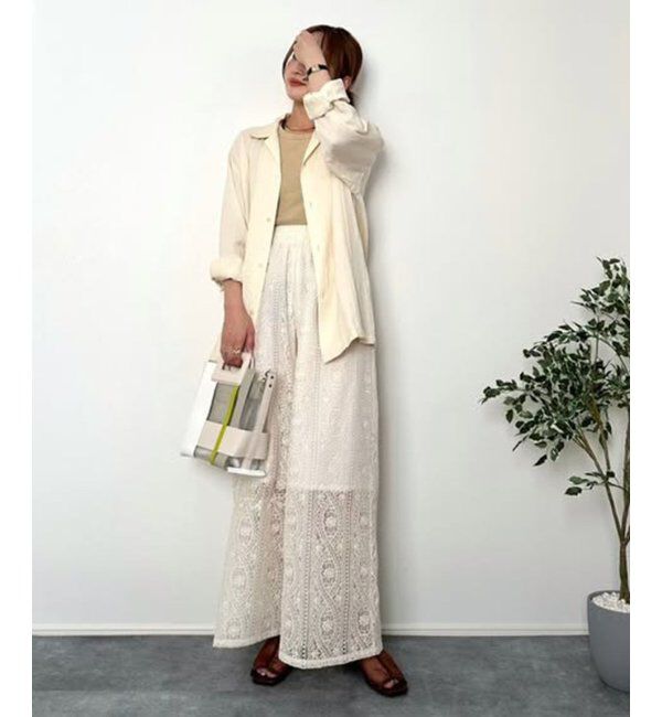VENCE share style「刺繍レースワイドパンツ」|その他|アイボリー
