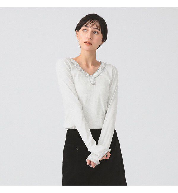 Ray BEAMS 「ギャザー ブレード Vネック トップス」|その他|