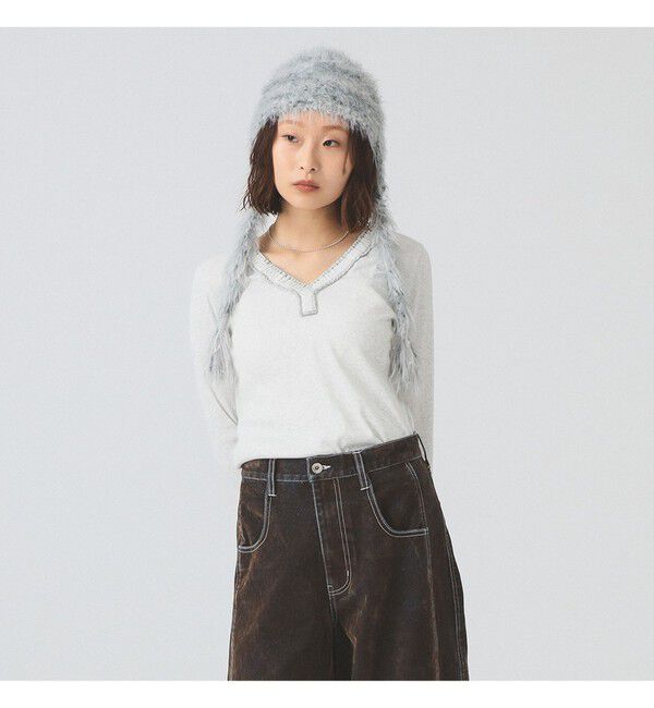 Ray BEAMS 「ギャザー ブレード Vネック トップス」|その他|