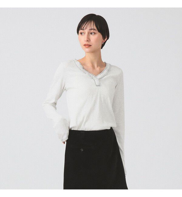 Ray BEAMS 「ギャザー ブレード Vネック トップス」|その他|