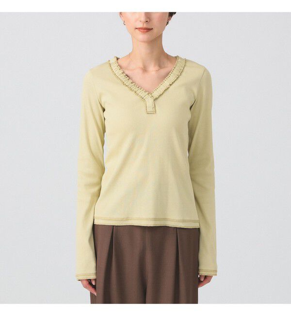 Ray BEAMS 「ギャザー ブレード Vネック トップス」|その他|