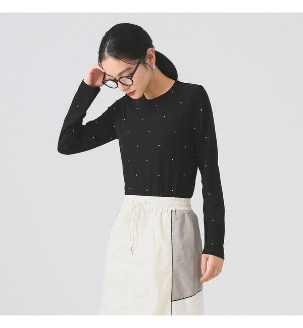 Ray BEAMS 「ホットフィックス クルーネック カットソー」|Tシャツ・カットソー|BLACK