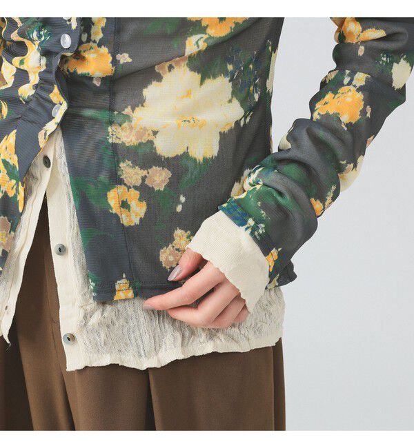 Ray BEAMS 「シアー フラワープリント カーディガン」|カーディガン|