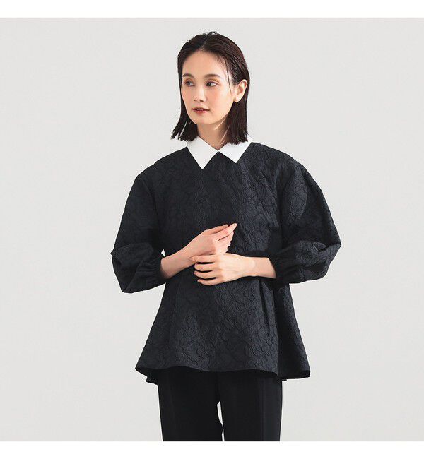 Demi-Luxe BEAMS 「フクレ織り アタッチドカラー ブラウス＊」|シャツ・ブラウス|