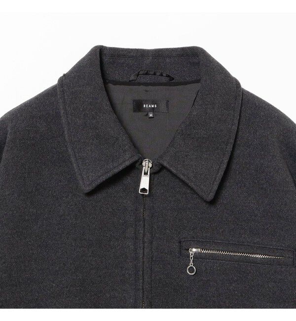 BEAMS「リラックスフィット フリースメルトン シングル ライダースジャケット」|ブルゾン・スタジャン|