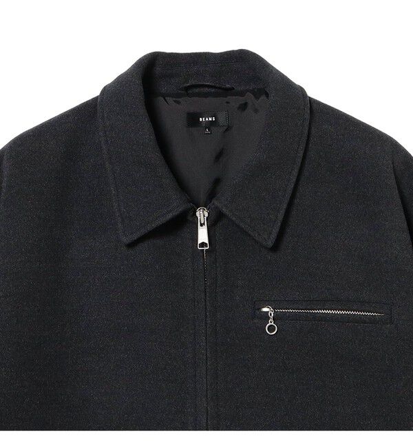 BEAMS「リラックスフィット フリースメルトン シングル ライダースジャケット」|ブルゾン・スタジャン|