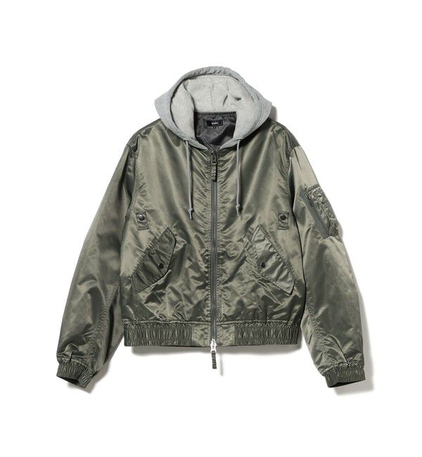 BEAMS「フェイクレイヤード フライトジャケット【ワイドショートフィット】」|ブルゾン・スタジャン|OLIVE