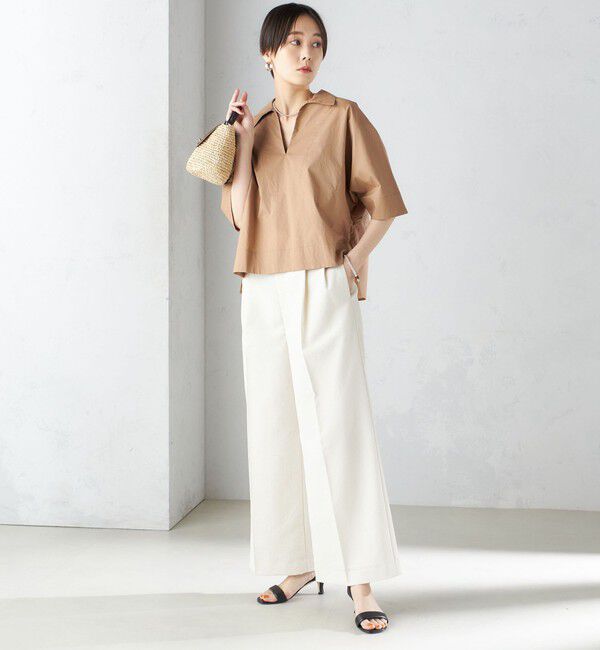 SHIPS for women「〈接触冷感/UVカット〉 シャドー サッカー ワイド パンツ(セットアップ対応) ◇」|その他|