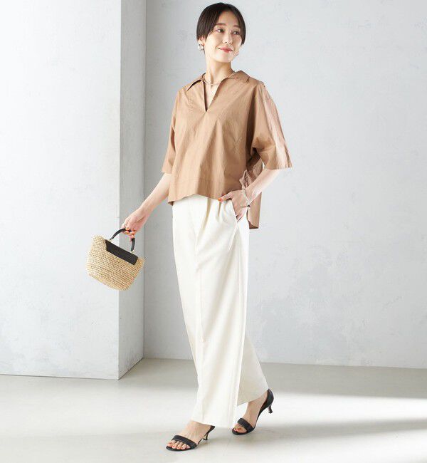 SHIPS for women「〈接触冷感/UVカット〉 シャドー サッカー ワイド パンツ(セットアップ対応) ◇」|その他|