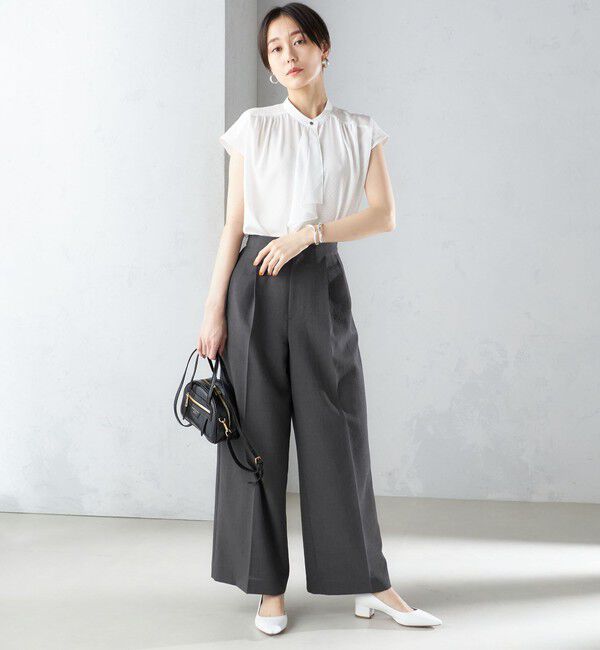 SHIPS for women「〈接触冷感/UVカット〉 シャドー サッカー ワイド パンツ(セットアップ対応) ◇」|その他|