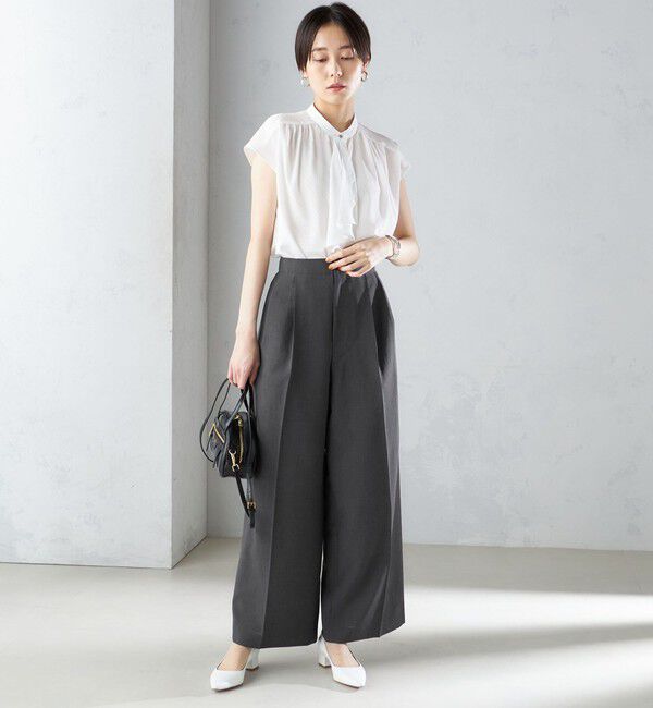 SHIPS for women「〈接触冷感/UVカット〉 シャドー サッカー ワイド パンツ(セットアップ対応) ◇」|その他|