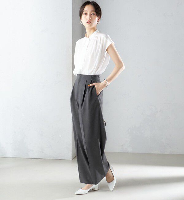 SHIPS for women「〈接触冷感/UVカット〉 シャドー サッカー ワイド パンツ(セットアップ対応) ◇」|その他|