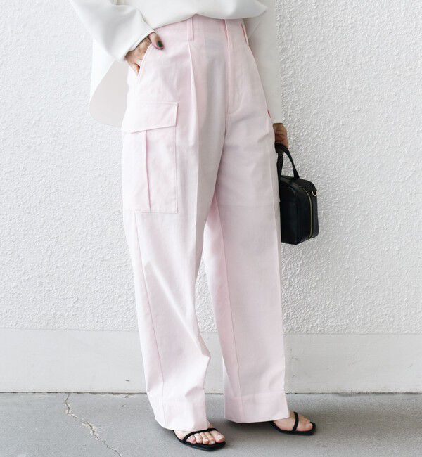 SHIPS for women「〈洗濯機可能〉ポリエステル 麻 カーゴ パンツ」|その他|ライトピンク