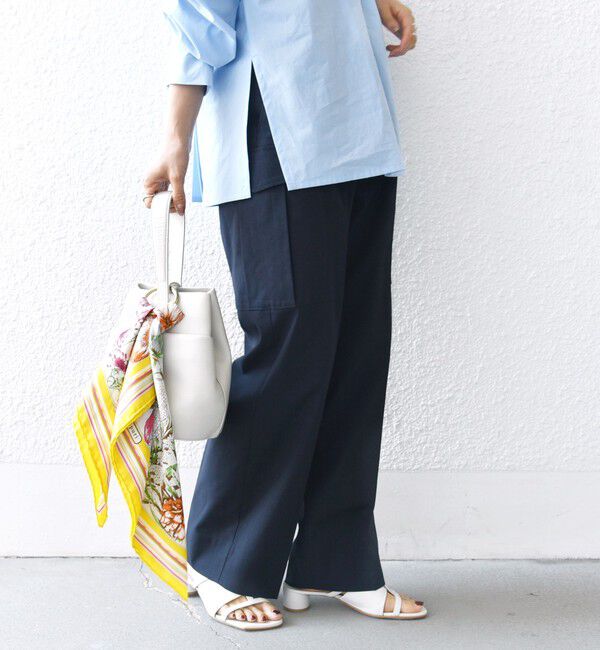 SHIPS for women「〈洗濯機可能〉ポリエステル 麻 カーゴ パンツ」|その他|ネイビー