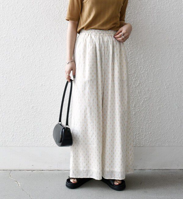 SHIPS any「SHIPS any:〈洗濯機可能〉ラメ ドビー ギャザー ワイド パンツ」|その他|オフホワイト