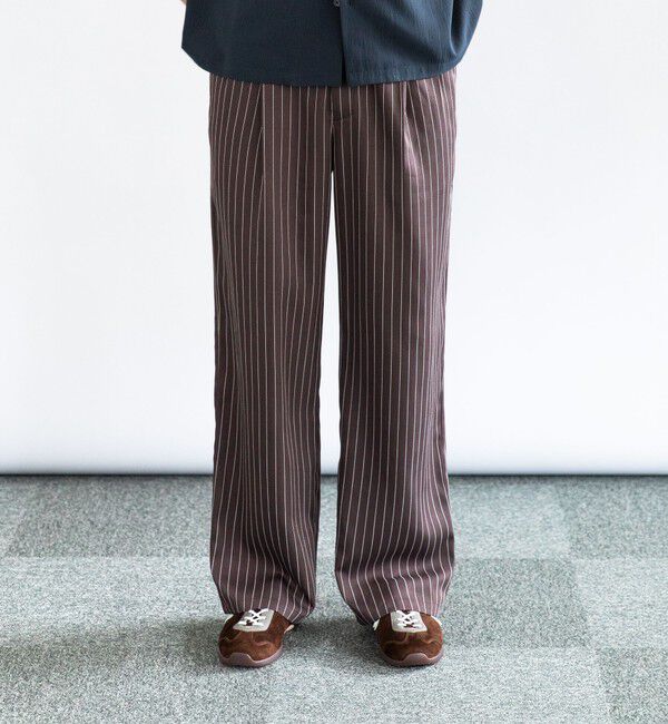 SHIPS「City Ambient Products: 2タック ワイド スラックス」|スラックス|ブラウン