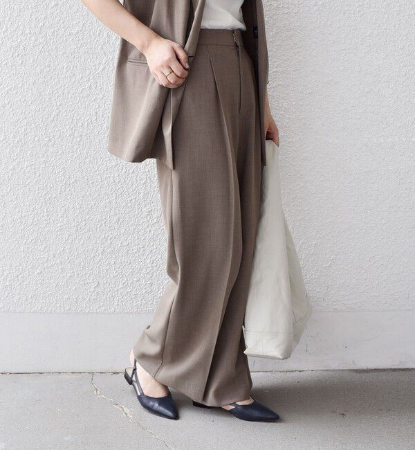 SHIPS Colors 「SHIPS Colors:〈洗濯機可能〉クリスピー タック ワイドパンツ(セットアップ対応可能)」|その他|カーキ